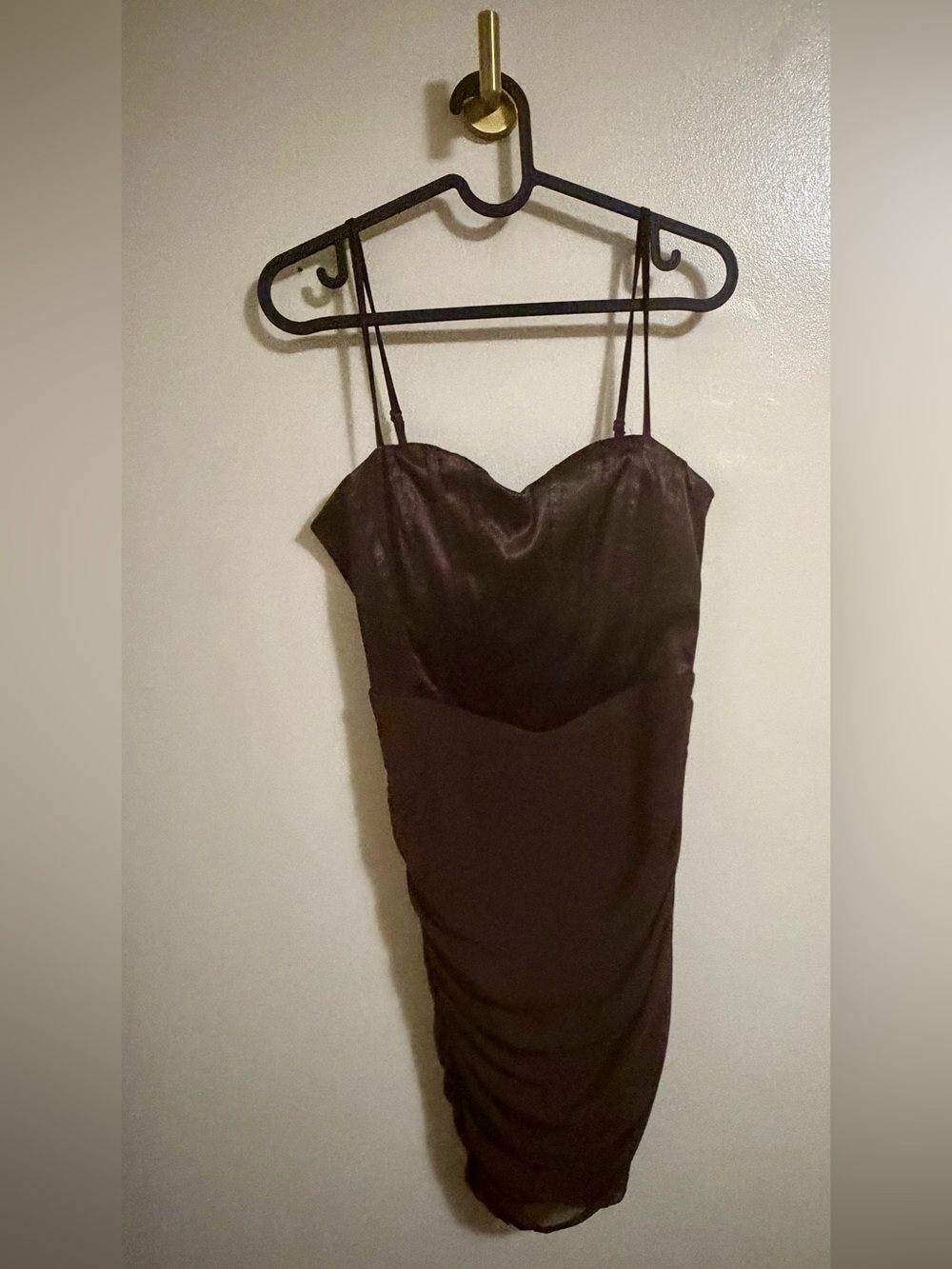 Windsor Chocolate Brown Satin Bodycon Midi Dress
